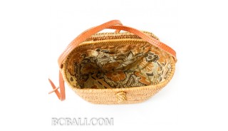 ladies handbag made from ata grass straw leather long  strap bali indonesia